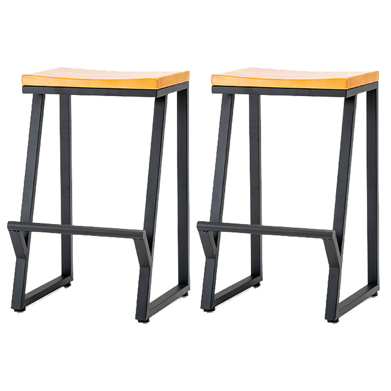 Industrial Bar and Counter Stool Backless Stool with Sled Base in Black Natural 2 Piece Set Counter Stool(26"H) Clearhalo 'Bar Furniture' 'Bar Stools' 'bar_stools' 'furn' 'furn_bar_stools' 'Furniture' 'furniture_bar_stools' 'Kitchen & Dining Furniture' 4816999