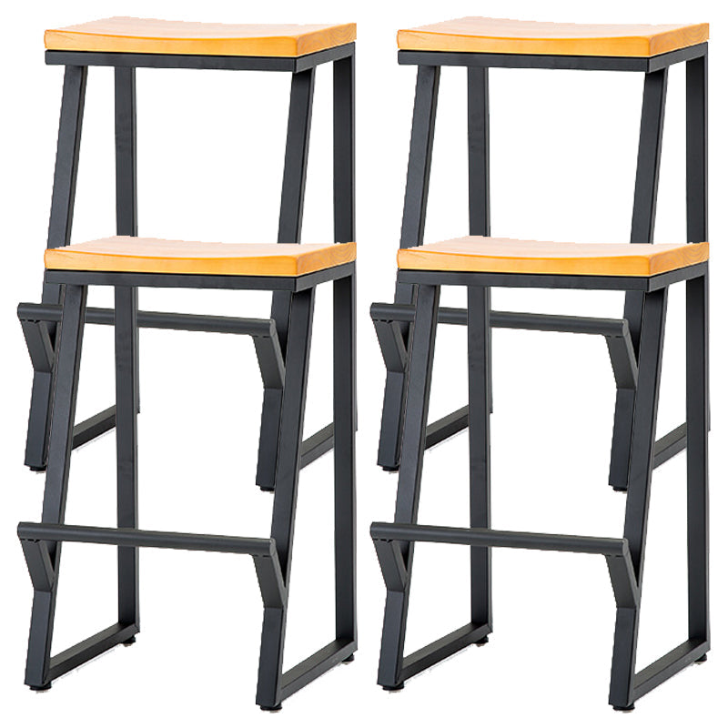 Industrial Bar and Counter Stool Backless Stool with Sled Base in Black Natural 4 Piece Set Counter Stool(26"H) Clearhalo 'Bar Furniture' 'Bar Stools' 'bar_stools' 'furn' 'furn_bar_stools' 'Furniture' 'furniture_bar_stools' 'Kitchen & Dining Furniture' 4817001