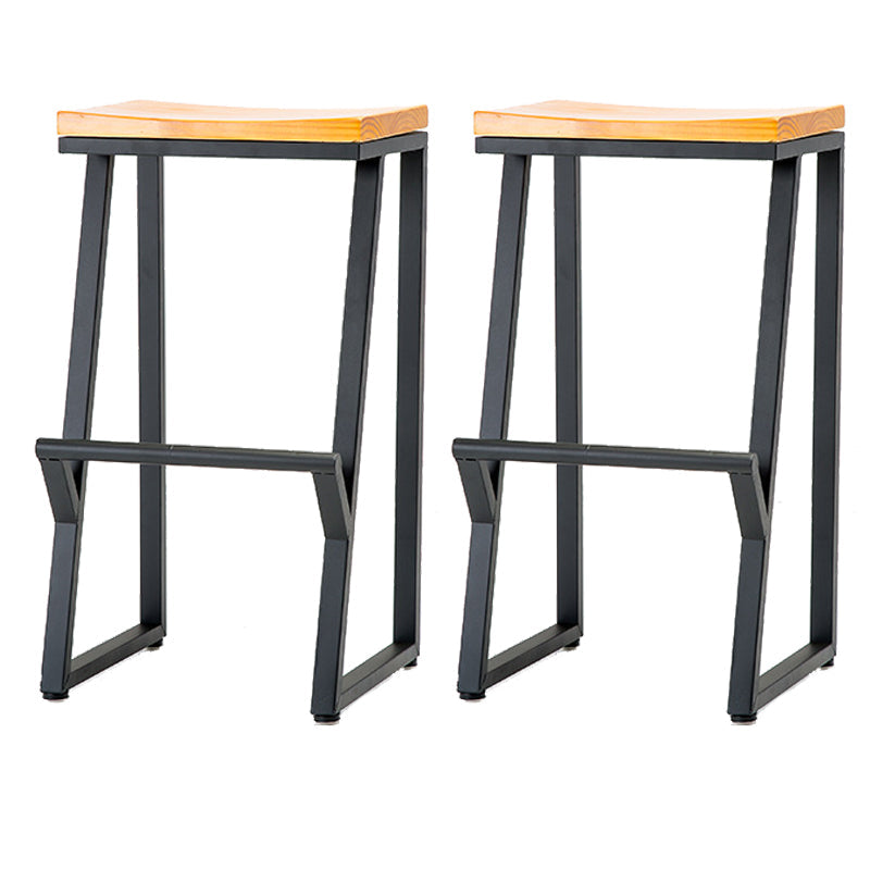 Industrial Bar and Counter Stool Backless Stool with Sled Base in Black Natural 2 Piece Set Bar Stool (28" H) Clearhalo 'Bar Furniture' 'Bar Stools' 'bar_stools' 'furn' 'furn_bar_stools' 'Furniture' 'furniture_bar_stools' 'Kitchen & Dining Furniture' 4817005