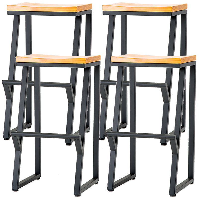 Industrial Bar and Counter Stool Backless Stool with Sled Base in Black Natural 4 Piece Set Bar Stool (28" H) Clearhalo 'Bar Furniture' 'Bar Stools' 'bar_stools' 'furn' 'furn_bar_stools' 'Furniture' 'furniture_bar_stools' 'Kitchen & Dining Furniture' 4817007