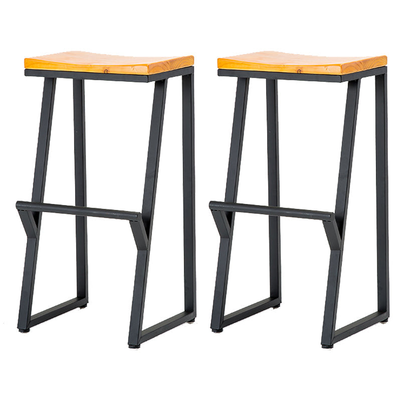 Industrial Bar and Counter Stool Backless Stool with Sled Base in Black Natural 2 Piece Set Bar Stool(30"H) Clearhalo 'Bar Furniture' 'Bar Stools' 'bar_stools' 'furn' 'furn_bar_stools' 'Furniture' 'furniture_bar_stools' 'Kitchen & Dining Furniture' 4817010