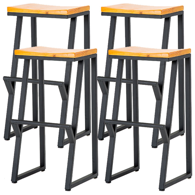 Industrial Bar and Counter Stool Backless Stool with Sled Base in Black Natural 4 Piece Set Bar Stool(30"H) Clearhalo 'Bar Furniture' 'Bar Stools' 'bar_stools' 'furn' 'furn_bar_stools' 'Furniture' 'furniture_bar_stools' 'Kitchen & Dining Furniture' 4817012