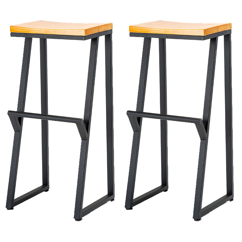 Industrial Bar and Counter Stool Backless Stool with Sled Base in Black Natural 2 Piece Set Bar Stool(33"H) Clearhalo 'Bar Furniture' 'Bar Stools' 'bar_stools' 'furn' 'furn_bar_stools' 'Furniture' 'furniture_bar_stools' 'Kitchen & Dining Furniture' 4817014