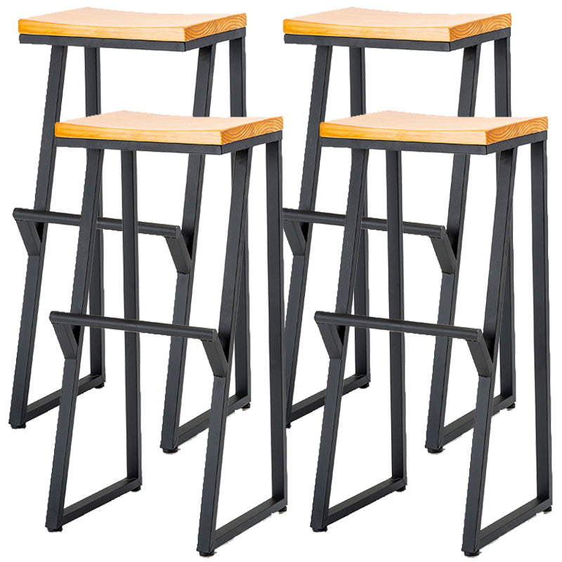 Industrial Bar and Counter Stool Backless Stool with Sled Base in Black Natural 4 Piece Set Bar Stool(33"H) Clearhalo 'Bar Furniture' 'Bar Stools' 'bar_stools' 'furn' 'furn_bar_stools' 'Furniture' 'furniture_bar_stools' 'Kitchen & Dining Furniture' 4817015