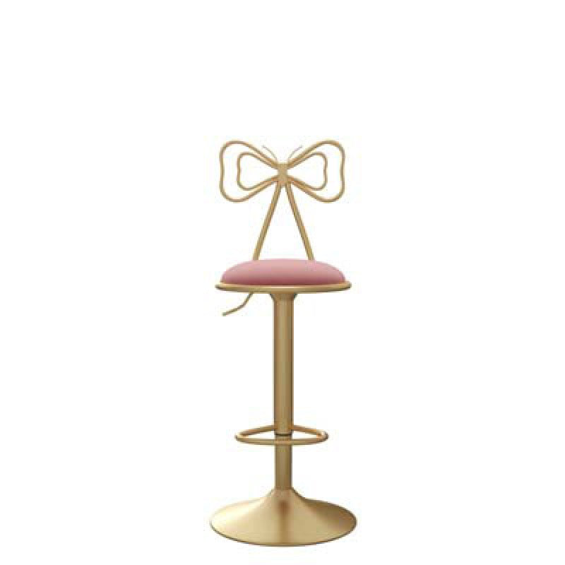 Glam Upholstered Home Stool Matte Finish Footrest Low Back Barstool Pink 1 Piece Clearhalo 'Bar Furniture' 'Bar Stools' 'bar_stools' 'furn' 'furn_bar_stools' 'Furniture' 'furniture_bar_stools' 'Kitchen & Dining Furniture' 4817021
