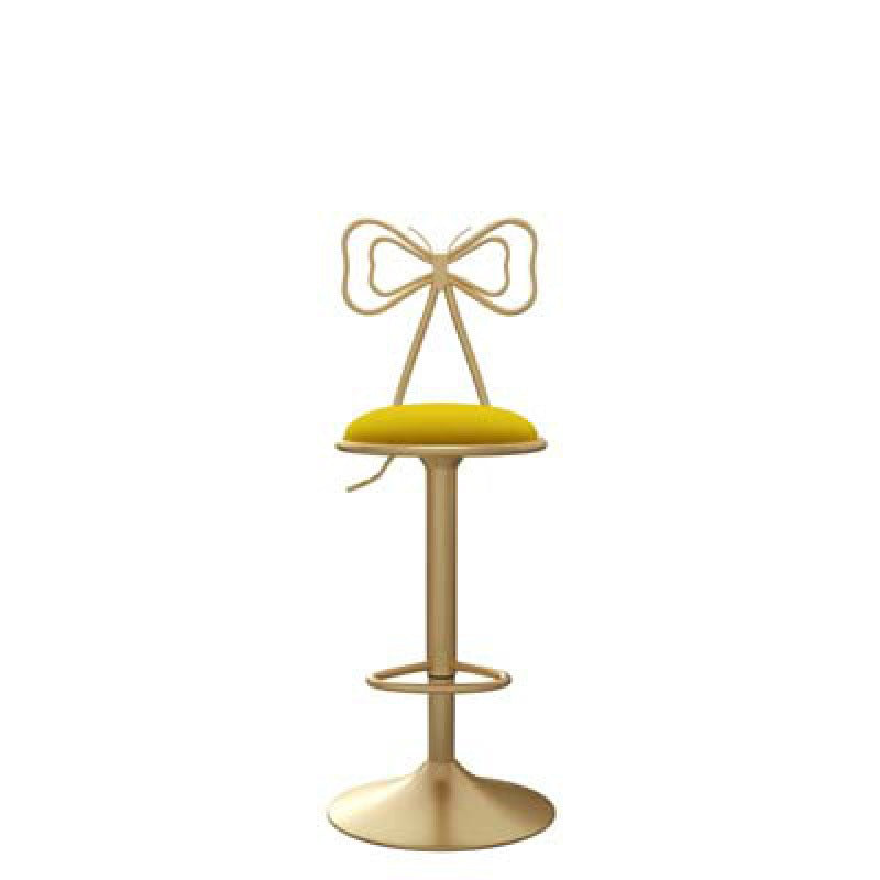 Glam Upholstered Home Stool Matte Finish Footrest Low Back Barstool Yellow 1 Piece Clearhalo 'Bar Furniture' 'Bar Stools' 'bar_stools' 'furn' 'furn_bar_stools' 'Furniture' 'furniture_bar_stools' 'Kitchen & Dining Furniture' 4817024