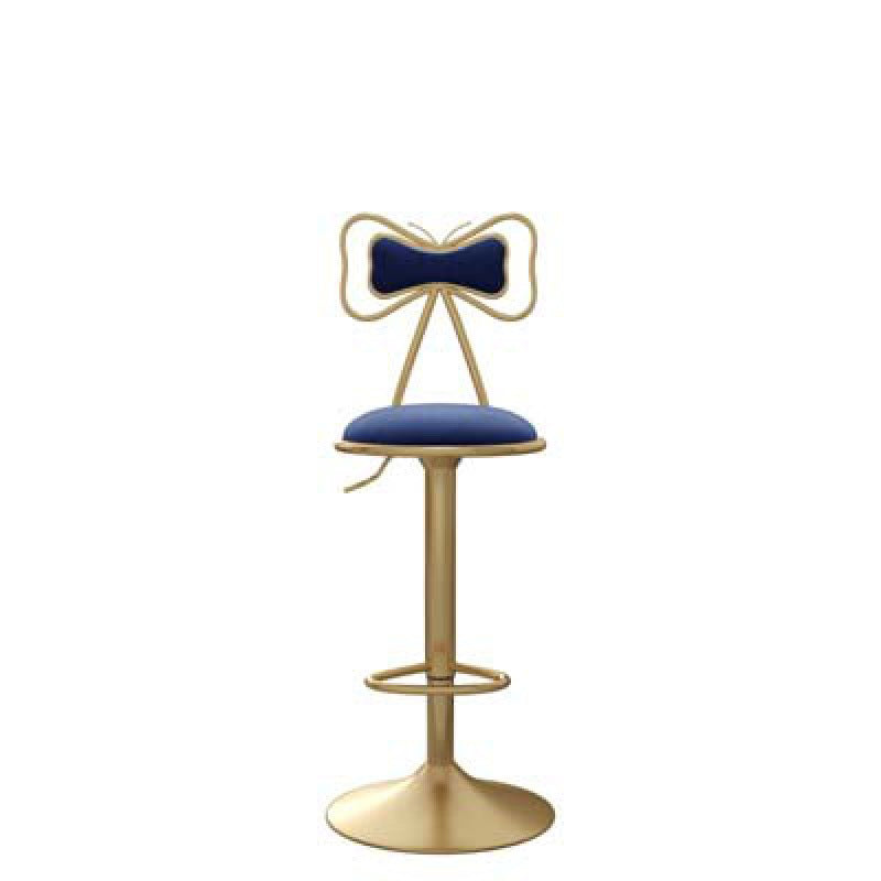 Glam Upholstered Home Stool Matte Finish Footrest Low Back Barstool Royal Blue 1 Piece Clearhalo 'Bar Furniture' 'Bar Stools' 'bar_stools' 'furn' 'furn_bar_stools' 'Furniture' 'furniture_bar_stools' 'Kitchen & Dining Furniture' 4817027