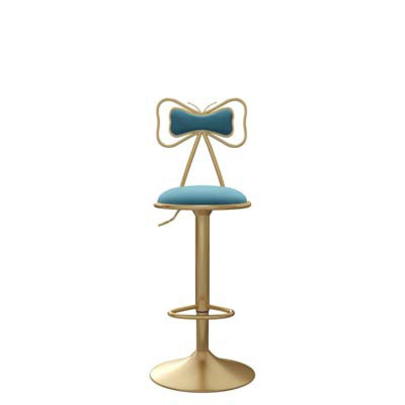 Glam Upholstered Home Stool Matte Finish Footrest Low Back Barstool Light Blue 1 Piece Clearhalo 'Bar Furniture' 'Bar Stools' 'bar_stools' 'furn' 'furn_bar_stools' 'Furniture' 'furniture_bar_stools' 'Kitchen & Dining Furniture' 4817036