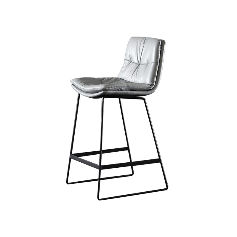 Modern Restaurant Leather Stool Matte Finish Footrest Low Back Barstool Light Gray 1 Piece Counter Stool(26"H) Clearhalo 'Bar Furniture' 'Bar Stools' 'bar_stools' 'furn' 'furn_bar_stools' 'Furniture' 'furniture_bar_stools' 'Kitchen & Dining Furniture' 4817042