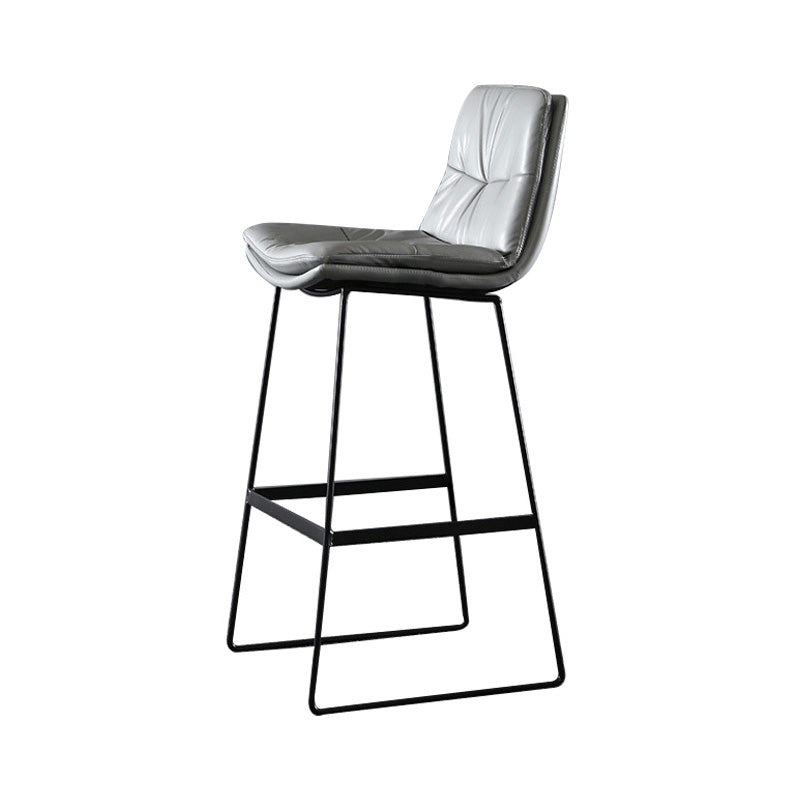 Modern Restaurant Leather Stool Matte Finish Footrest Low Back Barstool Light Gray 1 Piece Bar Stool(30"H) Clearhalo 'Bar Furniture' 'Bar Stools' 'bar_stools' 'furn' 'furn_bar_stools' 'Furniture' 'furniture_bar_stools' 'Kitchen & Dining Furniture' 4817044