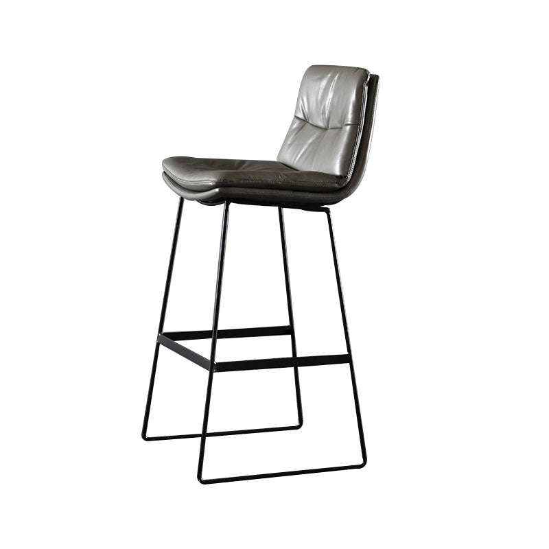 Modern Restaurant Leather Stool Matte Finish Footrest Low Back Barstool Dark Gray 1 Piece Bar Stool(30"H) Clearhalo 'Bar Furniture' 'Bar Stools' 'bar_stools' 'furn' 'furn_bar_stools' 'Furniture' 'furniture_bar_stools' 'Kitchen & Dining Furniture' 4817049