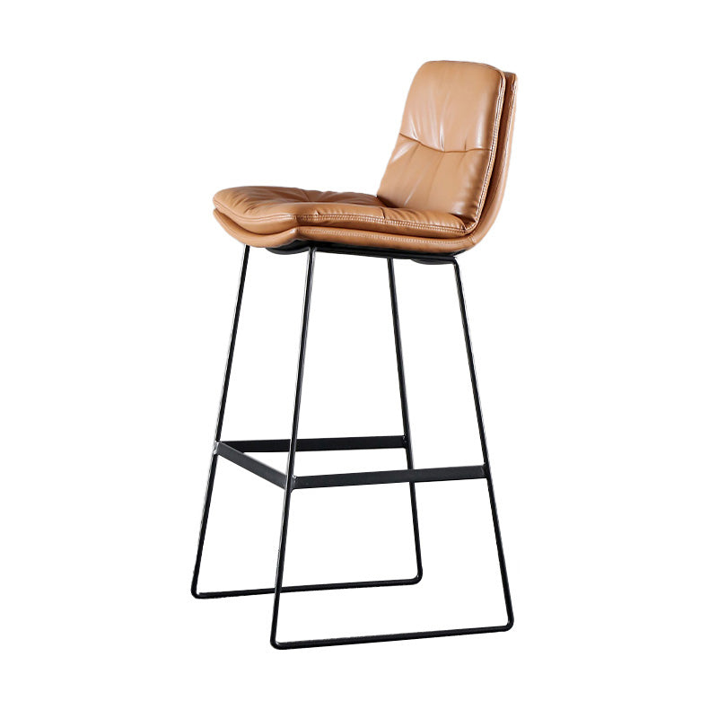 Modern Restaurant Leather Stool Matte Finish Footrest Low Back Barstool Brown 1 Piece Bar Stool(30"H) Clearhalo 'Bar Furniture' 'Bar Stools' 'bar_stools' 'furn' 'furn_bar_stools' 'Furniture' 'furniture_bar_stools' 'Kitchen & Dining Furniture' 4817052