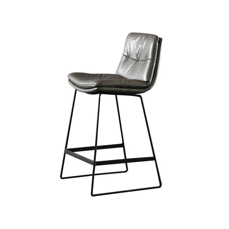 Modern Restaurant Leather Stool Matte Finish Footrest Low Back Barstool Dark Gray 1 Piece Counter Stool(26"H) Clearhalo 'Bar Furniture' 'Bar Stools' 'bar_stools' 'furn' 'furn_bar_stools' 'Furniture' 'furniture_bar_stools' 'Kitchen & Dining Furniture' 4817056