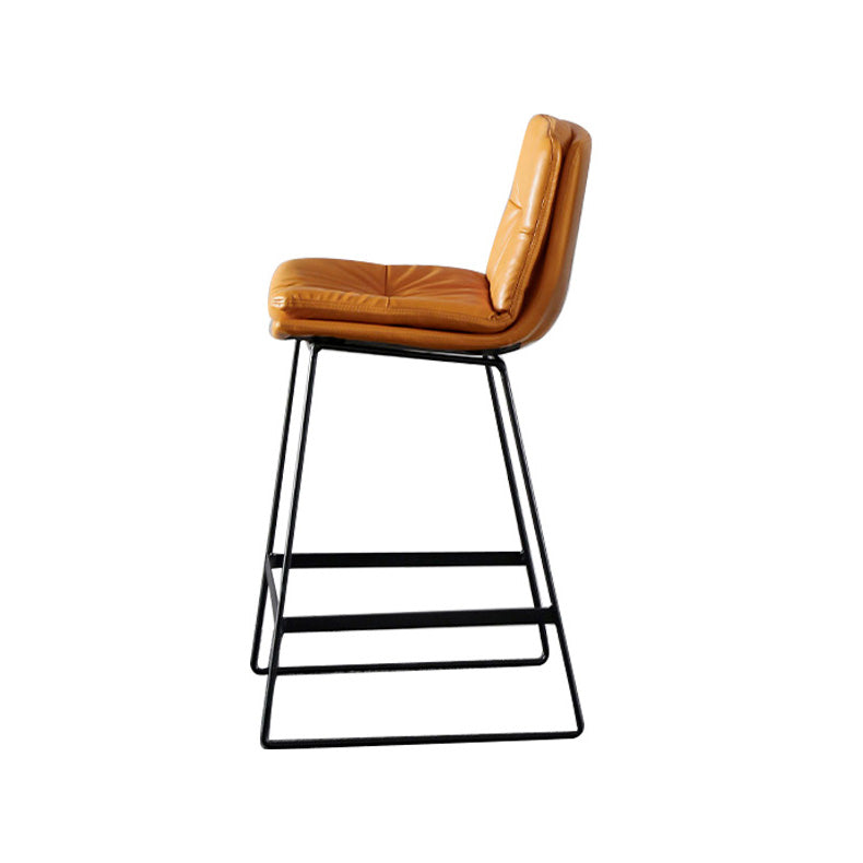 Modern Restaurant Leather Stool Matte Finish Footrest Low Back Barstool Orange 1 Piece Counter Stool(26"H) Clearhalo 'Bar Furniture' 'Bar Stools' 'bar_stools' 'furn' 'furn_bar_stools' 'Furniture' 'furniture_bar_stools' 'Kitchen & Dining Furniture' 4817058