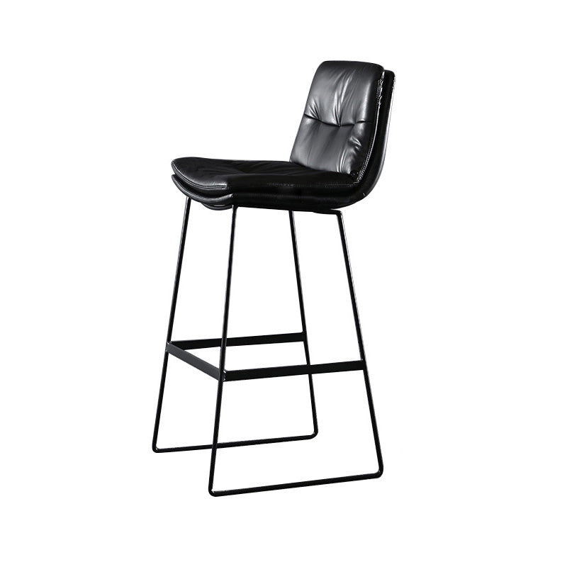 Modern Restaurant Leather Stool Matte Finish Footrest Low Back Barstool Black 1 Piece Bar Stool(30"H) Clearhalo 'Bar Furniture' 'Bar Stools' 'bar_stools' 'furn' 'furn_bar_stools' 'Furniture' 'furniture_bar_stools' 'Kitchen & Dining Furniture' 4817059