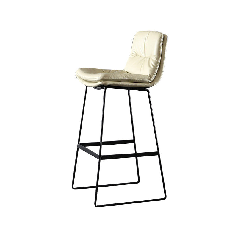 Modern Restaurant Leather Stool Matte Finish Footrest Low Back Barstool Beige 1 Piece Bar Stool(30"H) Clearhalo 'Bar Furniture' 'Bar Stools' 'bar_stools' 'furn' 'furn_bar_stools' 'Furniture' 'furniture_bar_stools' 'Kitchen & Dining Furniture' 4817061