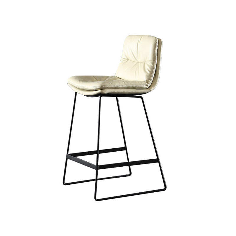 Modern Restaurant Leather Stool Matte Finish Footrest Low Back Barstool Beige 1 Piece Counter Stool(26"H) Clearhalo 'Bar Furniture' 'Bar Stools' 'bar_stools' 'furn' 'furn_bar_stools' 'Furniture' 'furniture_bar_stools' 'Kitchen & Dining Furniture' 4817063