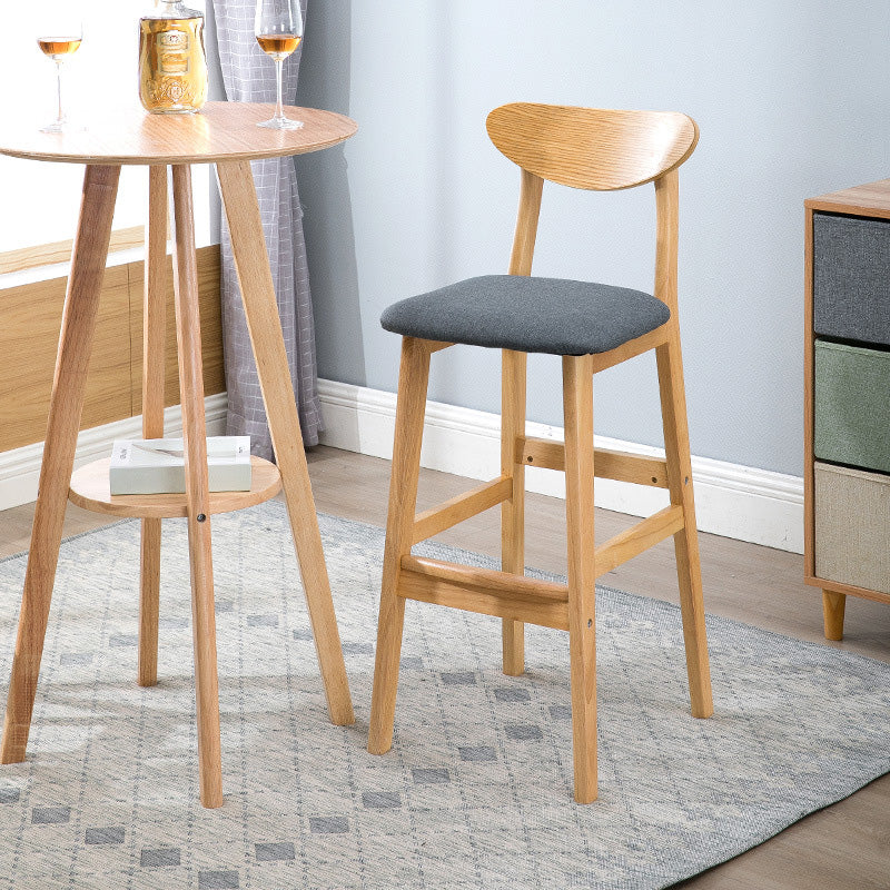 Scandinavian Oak Wood Upholstered Barstool Matte Finish Footrest Stool Clearhalo 'Bar Furniture' 'Bar Stools' 'bar_stools' 'Furniture' 'furniture_bar_stools' 'Kitchen & Dining Furniture' 4817069