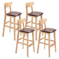 Scandinavian Oak Wood Upholstered Barstool Matte Finish Footrest Stool Brown Set of 4 Clearhalo 'Bar Furniture' 'Bar Stools' 'bar_stools' 'Furniture' 'furniture_bar_stools' 'Kitchen & Dining Furniture' 4817070
