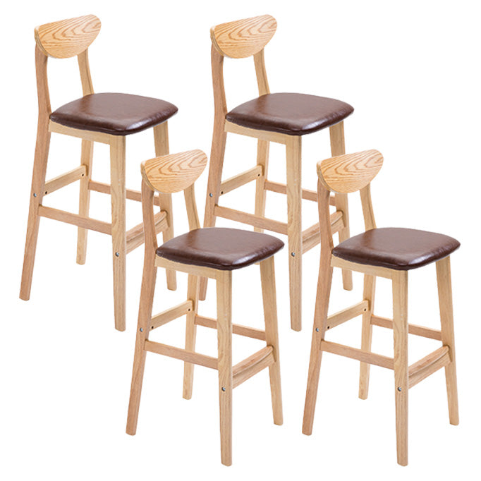 Scandinavian Oak Wood Upholstered Barstool Matte Finish Footrest Stool Brown Set of 4 Clearhalo 'Bar Furniture' 'Bar Stools' 'bar_stools' 'Furniture' 'furniture_bar_stools' 'Kitchen & Dining Furniture' 4817070