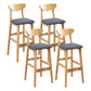 Scandinavian Oak Wood Upholstered Barstool Matte Finish Footrest Stool Grey Set of 4 Clearhalo 'Bar Furniture' 'Bar Stools' 'bar_stools' 'Furniture' 'furniture_bar_stools' 'Kitchen & Dining Furniture' 4817071