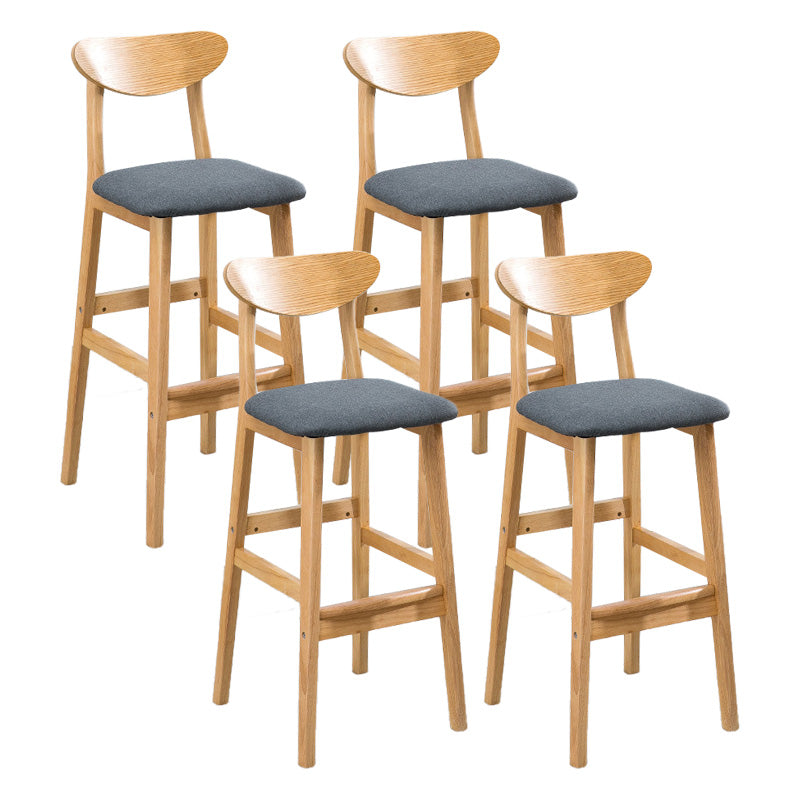 Scandinavian Oak Wood Upholstered Barstool Matte Finish Footrest Stool Grey Set of 4 Clearhalo 'Bar Furniture' 'Bar Stools' 'bar_stools' 'Furniture' 'furniture_bar_stools' 'Kitchen & Dining Furniture' 4817071
