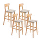 Scandinavian Oak Wood Upholstered Barstool Matte Finish Footrest Stool Khaki Set of 4 Clearhalo 'Bar Furniture' 'Bar Stools' 'bar_stools' 'Furniture' 'furniture_bar_stools' 'Kitchen & Dining Furniture' 4817074