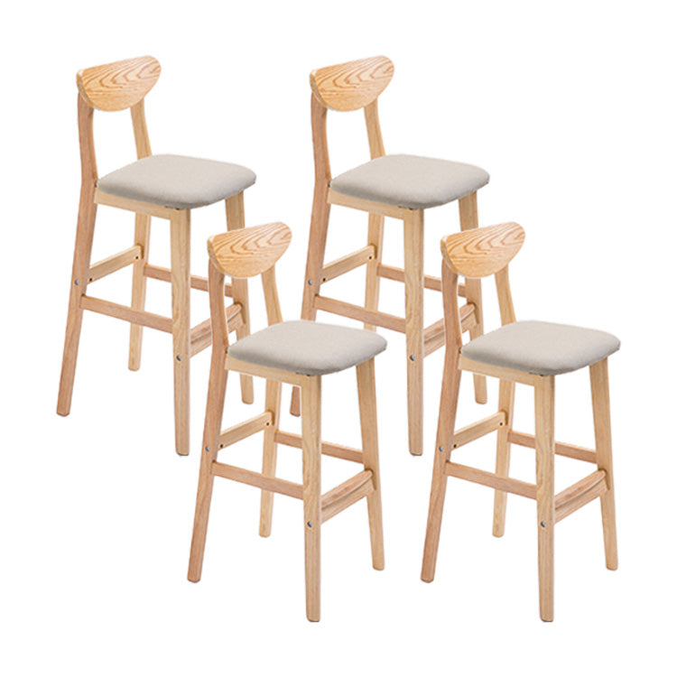 Scandinavian Oak Wood Upholstered Barstool Matte Finish Footrest Stool Khaki Set of 4 Clearhalo 'Bar Furniture' 'Bar Stools' 'bar_stools' 'Furniture' 'furniture_bar_stools' 'Kitchen & Dining Furniture' 4817074