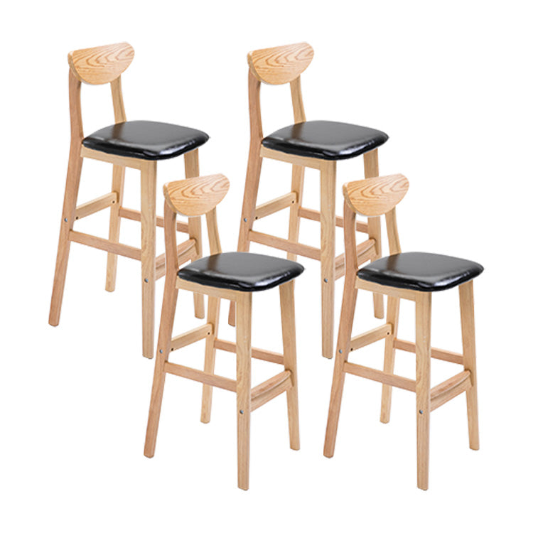 Scandinavian Oak Wood Upholstered Barstool Matte Finish Footrest Stool Black Set of 4 Clearhalo 'Bar Furniture' 'Bar Stools' 'bar_stools' 'Furniture' 'furniture_bar_stools' 'Kitchen & Dining Furniture' 4817075