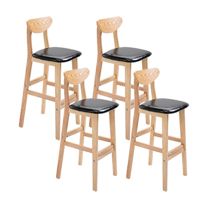 Scandinavian Oak Wood Upholstered Barstool Matte Finish Footrest Stool Black Set of 4 Clearhalo 'Bar Furniture' 'Bar Stools' 'bar_stools' 'Furniture' 'furniture_bar_stools' 'Kitchen & Dining Furniture' 4817075