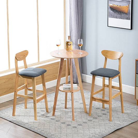 Scandinavian Oak Wood Upholstered Barstool Matte Finish Footrest Stool Clearhalo 'Bar Furniture' 'Bar Stools' 'bar_stools' 'Furniture' 'furniture_bar_stools' 'Kitchen & Dining Furniture' 4817076