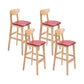Scandinavian Oak Wood Upholstered Barstool Matte Finish Footrest Stool Burgundy Set of 4 Counter Stool(26"H) Clearhalo 'Bar Furniture' 'Bar Stools' 'bar_stools' 'Furniture' 'furniture_bar_stools' 'Kitchen & Dining Furniture' 4817077