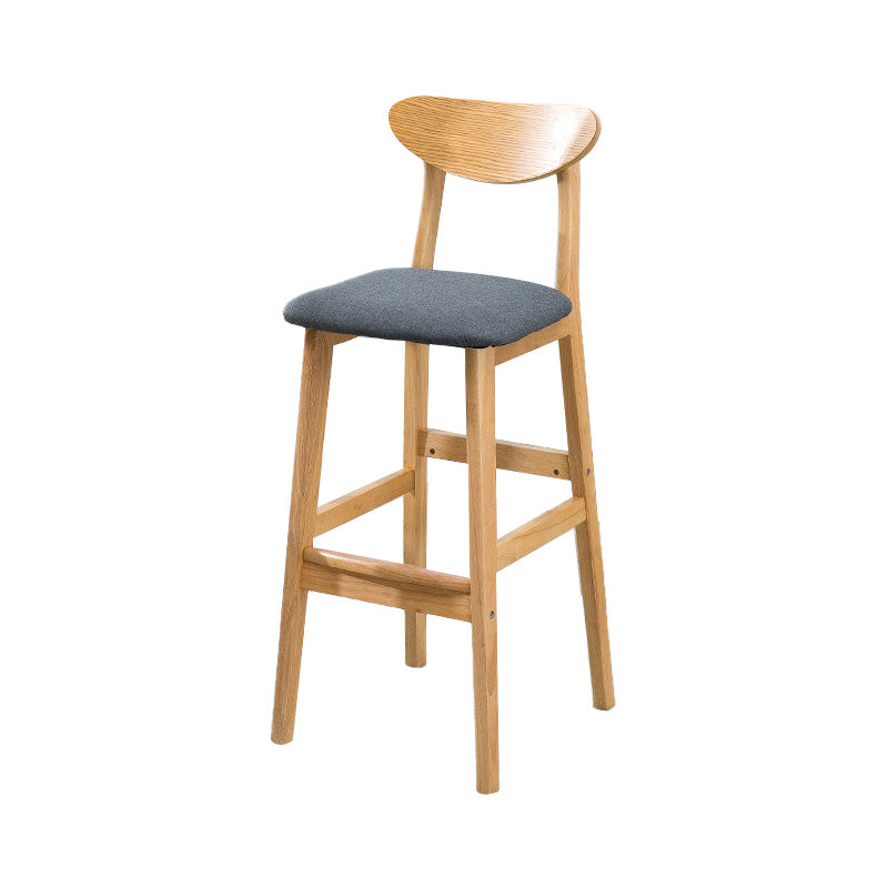 Scandinavian Oak Wood Upholstered Barstool Matte Finish Footrest Stool Clearhalo 'Bar Furniture' 'Bar Stools' 'bar_stools' 'Furniture' 'furniture_bar_stools' 'Kitchen & Dining Furniture' 4817078