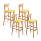 Scandinavian Oak Wood Upholstered Barstool Matte Finish Footrest Stool Yellow Set of 4 Clearhalo 'Bar Furniture' 'Bar Stools' 'bar_stools' 'Furniture' 'furniture_bar_stools' 'Kitchen & Dining Furniture' 4817081