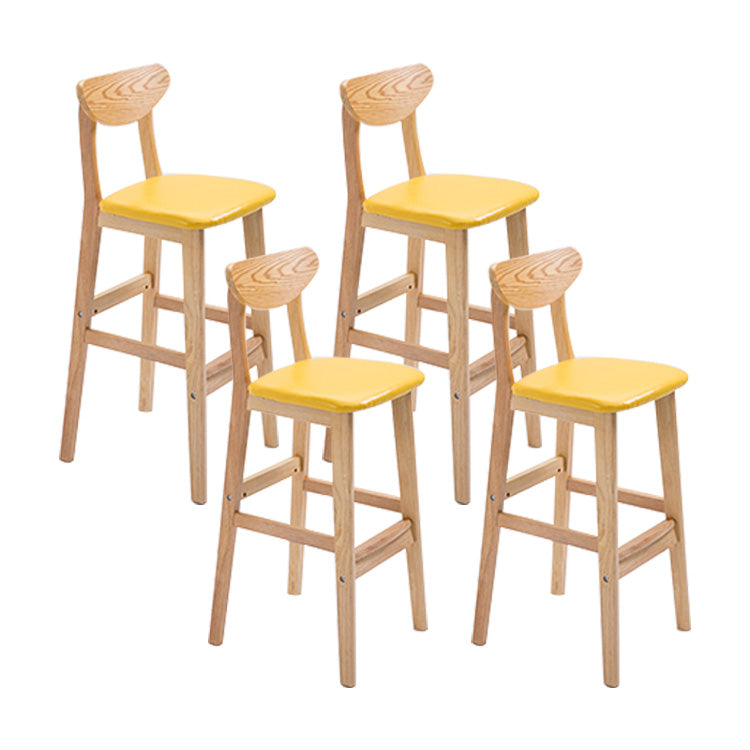 Scandinavian Oak Wood Upholstered Barstool Matte Finish Footrest Stool Yellow Set of 4 Clearhalo 'Bar Furniture' 'Bar Stools' 'bar_stools' 'Furniture' 'furniture_bar_stools' 'Kitchen & Dining Furniture' 4817081