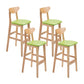 Scandinavian Oak Wood Upholstered Barstool Matte Finish Footrest Stool Fruit Green Set of 4 Clearhalo 'Bar Furniture' 'Bar Stools' 'bar_stools' 'Furniture' 'furniture_bar_stools' 'Kitchen & Dining Furniture' 4817083