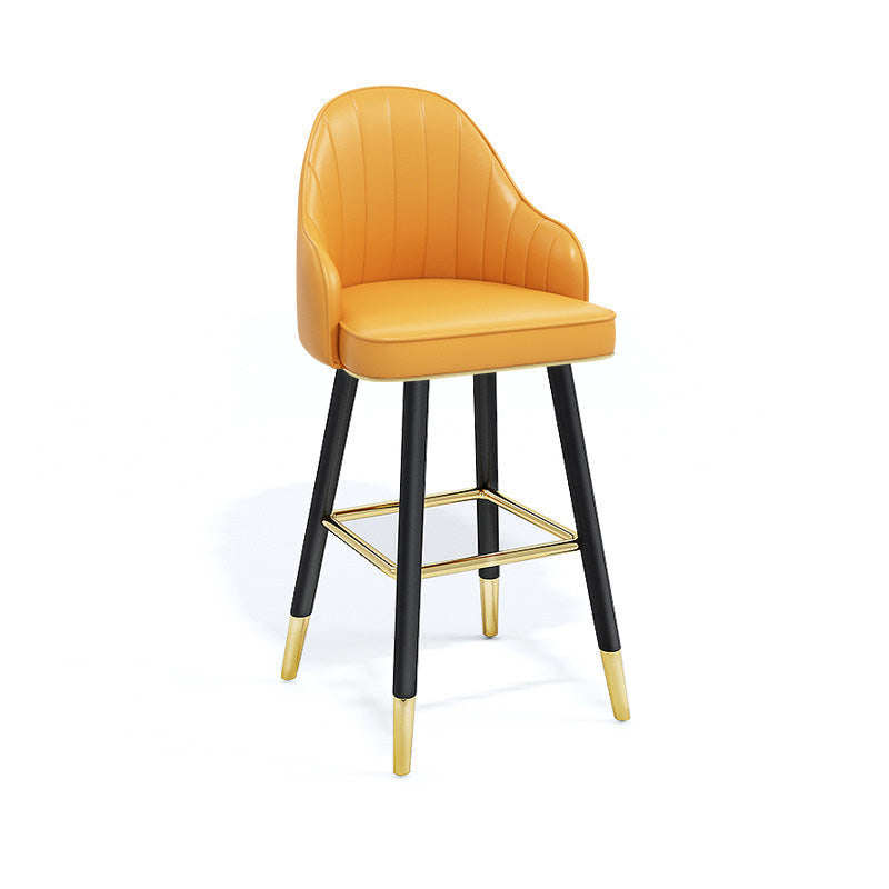 Contemporary Home Leather Stool Matte Finish Footrest Armed Stool Yellow 1 Piece Counter Stool(26"H) Clearhalo 'Bar Furniture' 'Bar Stools' 'bar_stools' 'furn' 'furn_bar_stools' 'Furniture' 'furniture_bar_stools' 'Kitchen & Dining Furniture' 4817090