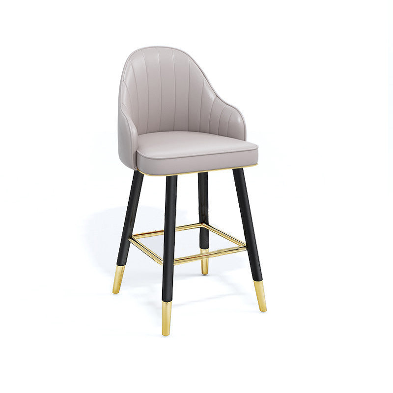 Contemporary Home Leather Stool Matte Finish Footrest Armed Stool Light Gray 1 Piece Short Stool(22"H) Clearhalo 'Bar Furniture' 'Bar Stools' 'bar_stools' 'furn' 'furn_bar_stools' 'Furniture' 'furniture_bar_stools' 'Kitchen & Dining Furniture' 4817091