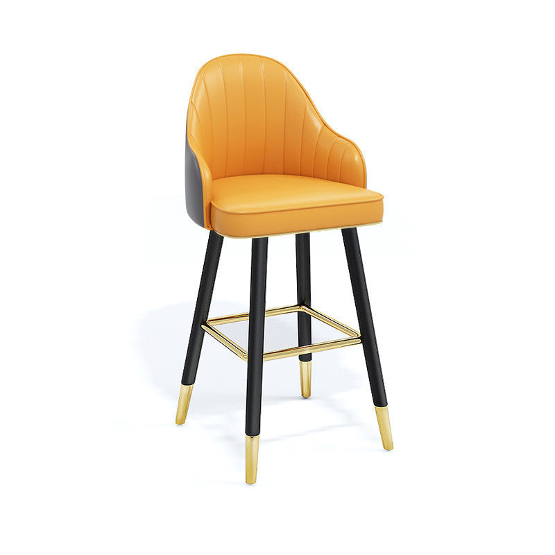 Contemporary Home Leather Stool Matte Finish Footrest Armed Stool Yellow-Gray 1 Piece Counter Stool(26"H) Clearhalo 'Bar Furniture' 'Bar Stools' 'bar_stools' 'furn' 'furn_bar_stools' 'Furniture' 'furniture_bar_stools' 'Kitchen & Dining Furniture' 4817105