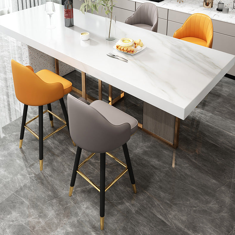 Contemporary Home Leather Stool Matte Finish Footrest Armed Stool Clearhalo 'Bar Furniture' 'Bar Stools' 'bar_stools' 'furn' 'furn_bar_stools' 'Furniture' 'furniture_bar_stools' 'Kitchen & Dining Furniture' 4817107