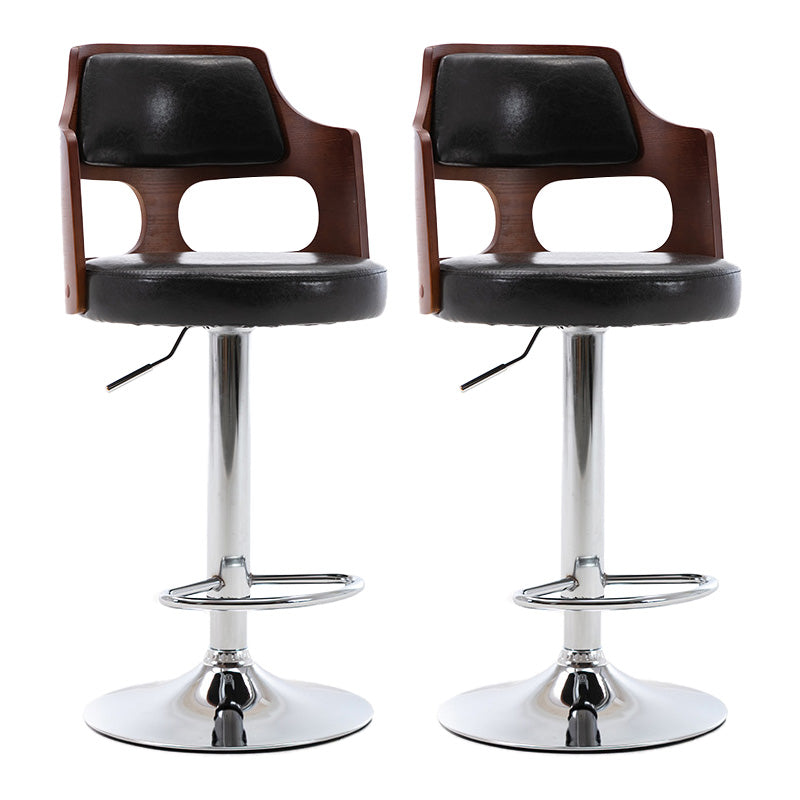 Modern Adjustable Swivel Barstool Matte Finish Footrest Stool Black 2 Piece Set Clearhalo 'Bar Furniture' 'Bar Stools' 'bar_stools' 'furn' 'furn_bar_stools' 'Furniture' 'furniture_bar_stools' 'Kitchen & Dining Furniture' 4817113