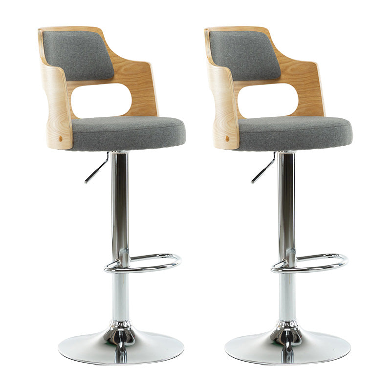 Modern Adjustable Swivel Barstool Matte Finish Footrest Stool Grey 2 Piece Set Clearhalo 'Bar Furniture' 'Bar Stools' 'bar_stools' 'furn' 'furn_bar_stools' 'Furniture' 'furniture_bar_stools' 'Kitchen & Dining Furniture' 4817117