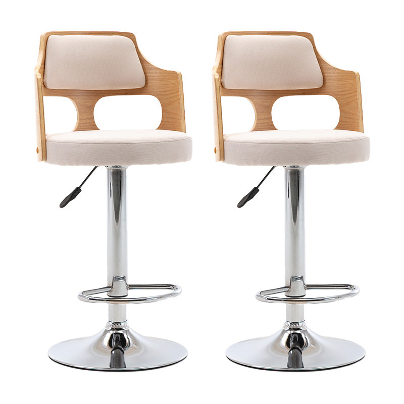 Modern Adjustable Swivel Barstool Matte Finish Footrest Stool Off-White 2 Piece Set Clearhalo 'Bar Furniture' 'Bar Stools' 'bar_stools' 'furn' 'furn_bar_stools' 'Furniture' 'furniture_bar_stools' 'Kitchen & Dining Furniture' 4817118