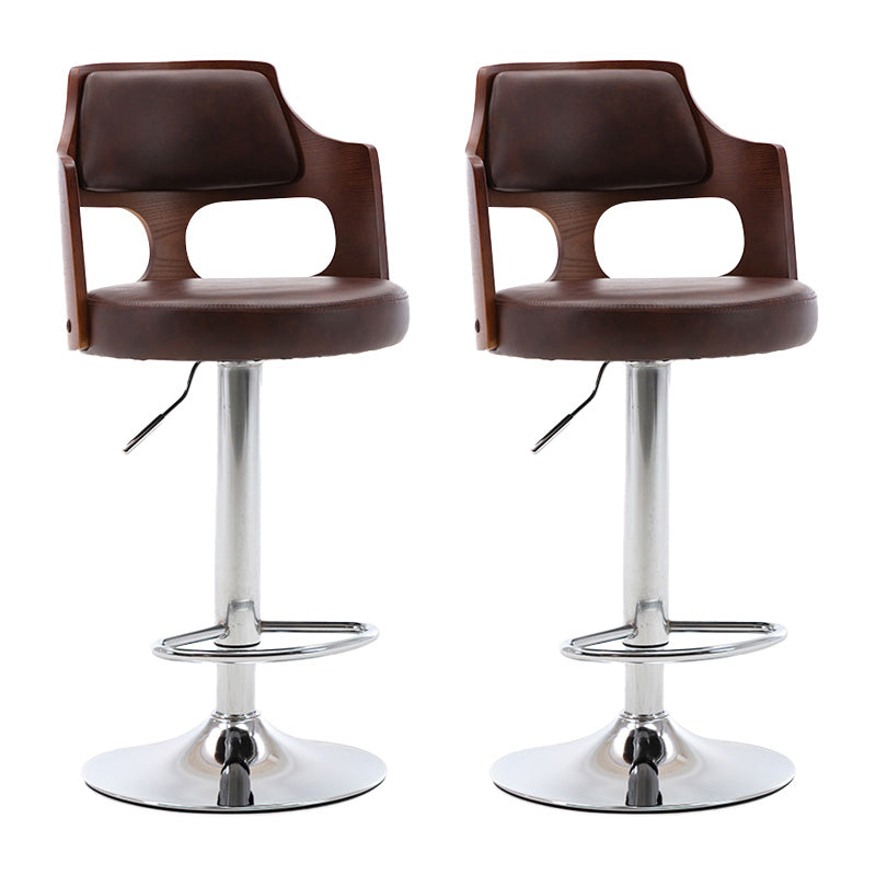 Modern Adjustable Swivel Barstool Matte Finish Footrest Stool Red Brown 2 Piece Set Clearhalo 'Bar Furniture' 'Bar Stools' 'bar_stools' 'furn' 'furn_bar_stools' 'Furniture' 'furniture_bar_stools' 'Kitchen & Dining Furniture' 4817120