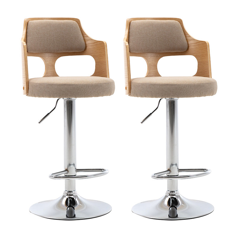 Modern Adjustable Swivel Barstool Matte Finish Footrest Stool Beige 2 Piece Set Clearhalo 'Bar Furniture' 'Bar Stools' 'bar_stools' 'furn' 'furn_bar_stools' 'Furniture' 'furniture_bar_stools' 'Kitchen & Dining Furniture' 4817122