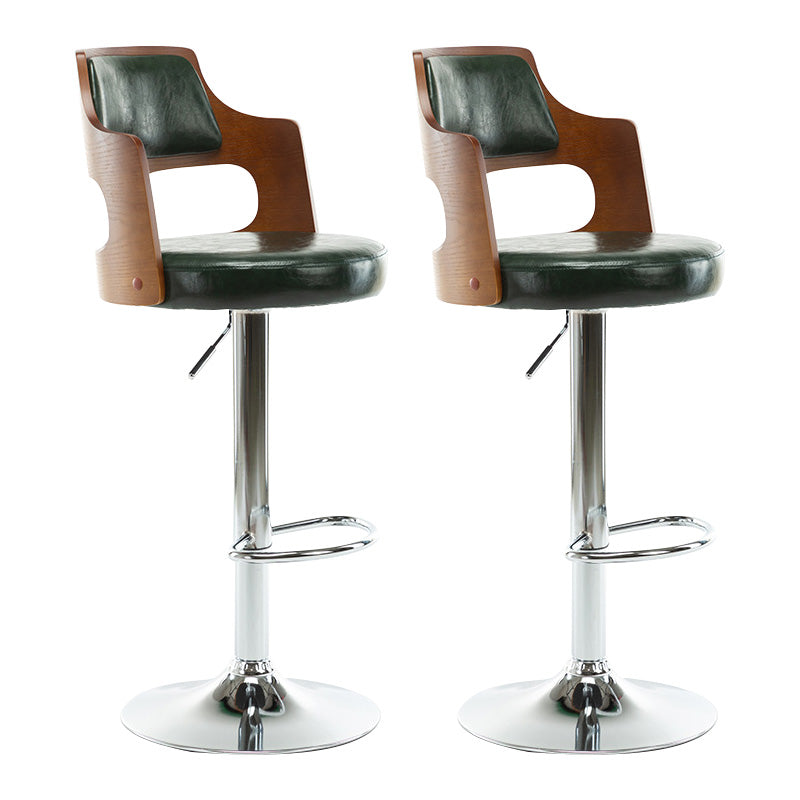 Modern Adjustable Swivel Barstool Matte Finish Footrest Stool Green 2 Piece Set Clearhalo 'Bar Furniture' 'Bar Stools' 'bar_stools' 'furn' 'furn_bar_stools' 'Furniture' 'furniture_bar_stools' 'Kitchen & Dining Furniture' 4817124