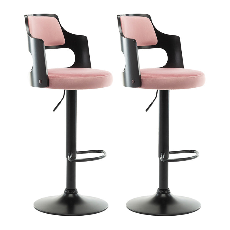 Modern Adjustable Swivel Barstool Matte Finish Footrest Stool Pink 2 Piece Set Clearhalo 'Bar Furniture' 'Bar Stools' 'bar_stools' 'furn' 'furn_bar_stools' 'Furniture' 'furniture_bar_stools' 'Kitchen & Dining Furniture' 4817128