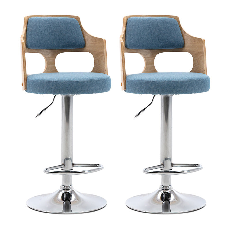 Modern Adjustable Swivel Barstool Matte Finish Footrest Stool Blue 2 Piece Set Clearhalo 'Bar Furniture' 'Bar Stools' 'bar_stools' 'furn' 'furn_bar_stools' 'Furniture' 'furniture_bar_stools' 'Kitchen & Dining Furniture' 4817131