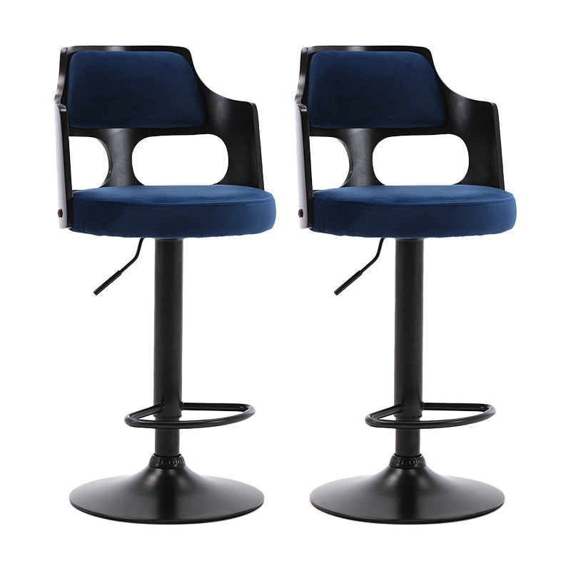 Modern Adjustable Swivel Barstool Matte Finish Footrest Stool Dark Blue 2 Piece Set Clearhalo 'Bar Furniture' 'Bar Stools' 'bar_stools' 'furn' 'furn_bar_stools' 'Furniture' 'furniture_bar_stools' 'Kitchen & Dining Furniture' 4817132