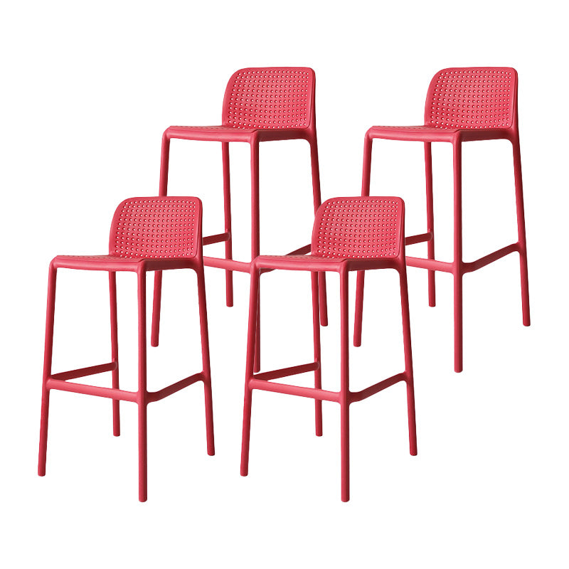 Modern Plastic Bristol Stool Footrest Matte Finish Stackable Barstool Red 4 Piece Set Clearhalo 'Bar Furniture' 'Bar Stools' 'bar_stools' 'furn' 'furn_bar_stools' 'Furniture' 'furniture_bar_stools' 'Kitchen & Dining Furniture' 4817173